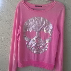 Wildfox pink top w/ silver skull